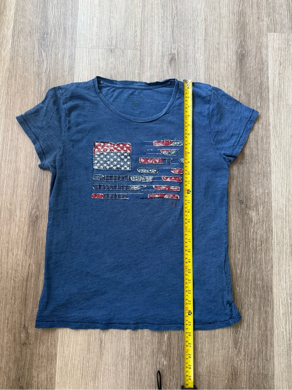 Ralph Lauren Indigo Bandana Patchwork American Flag Tee Size M - Picture 6 of 6